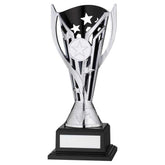 SILVER/BLACK PLASTIC 'FLASH' CUP ON BASE ASSEMBLED TROPHY (1" CEN) - 7.5in
